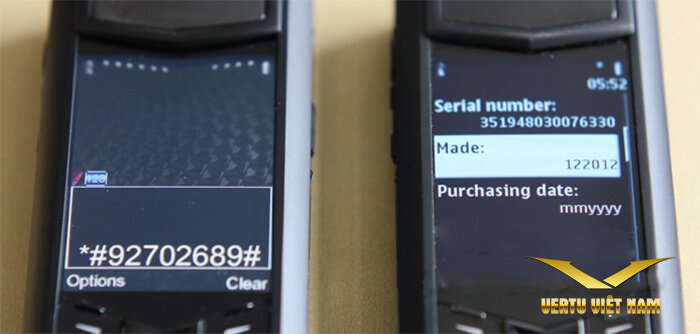 Cách kiểm tra điện thoại vertu chính hãng bằng *#92702689# 